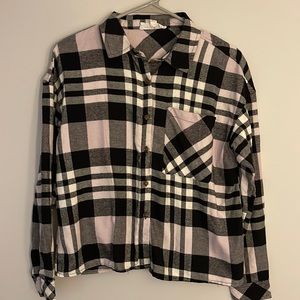 Hippie Rose Flannel Button Down Shirt Size Small